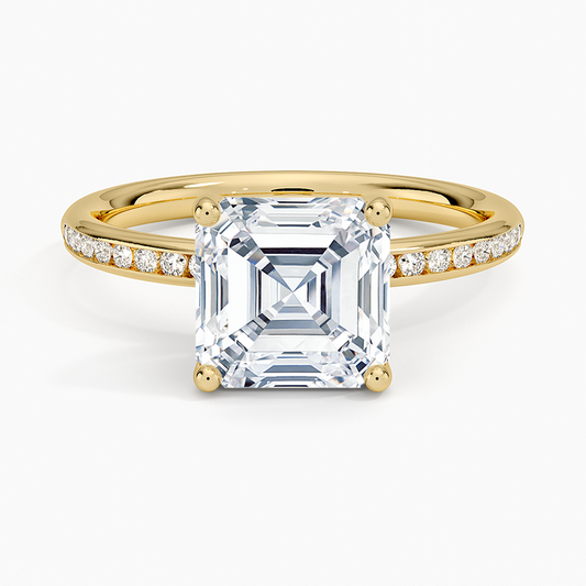 Tabitha Channel Set Diamond Ring - Asscher Cut Center Stone