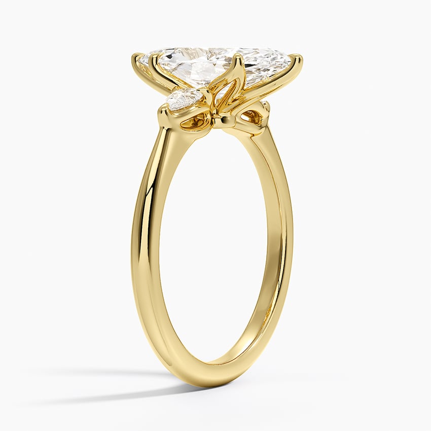 Petite Fleur Three Stone Diamond Ring - Marquise Center Stone