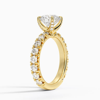 Ellora Three-Quarter Coverage Diamond Ring - Round Center Stone