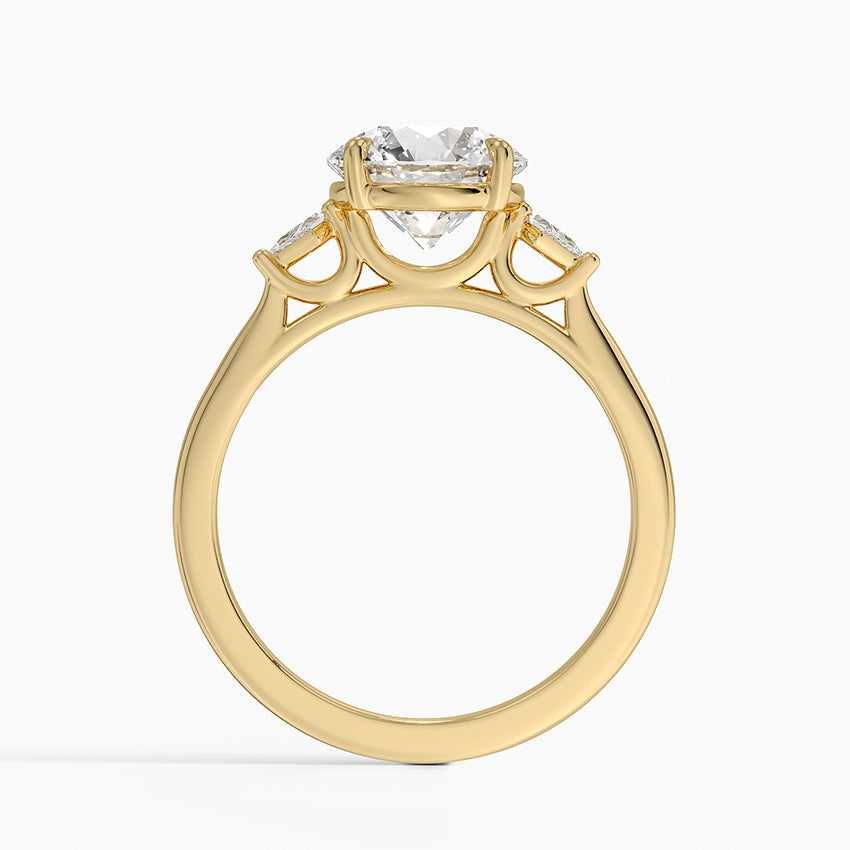 Petite Cometa Perfect Fit Three Stone Diamond Ring - Round Center Stone