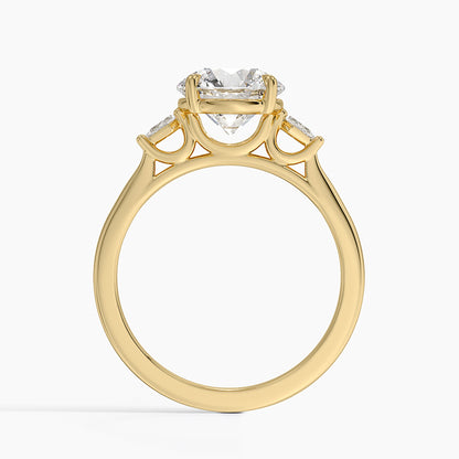Petite Cometa Perfect Fit Three Stone Diamond Ring - Round Center Stone