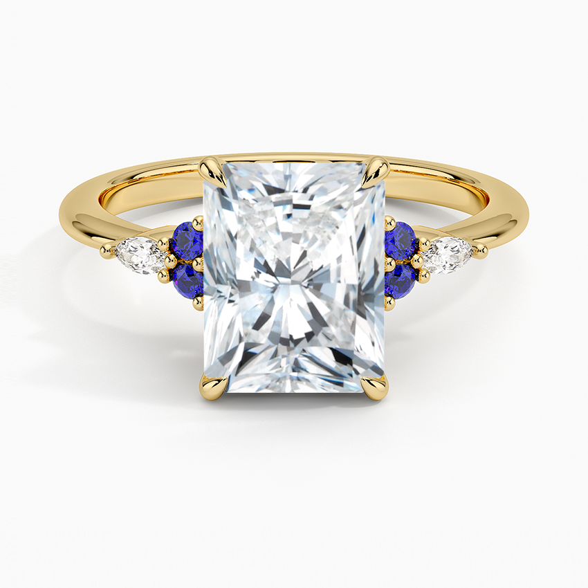Nadia Sapphire and Diamond Ring - Radiant Cut Center Stone