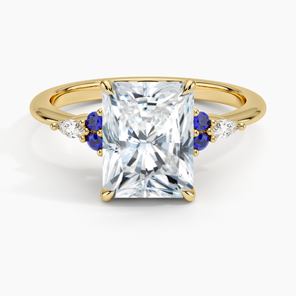Nadia Sapphire and Diamond Ring - Radiant Cut Center Stone