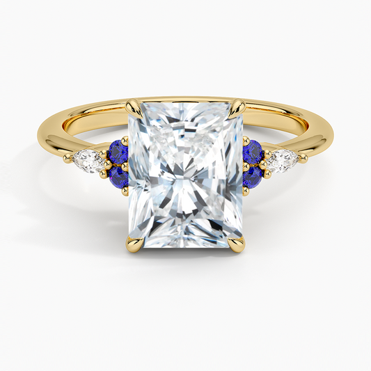 Nadia Sapphire and Diamond Ring - Radiant Cut Center Stone