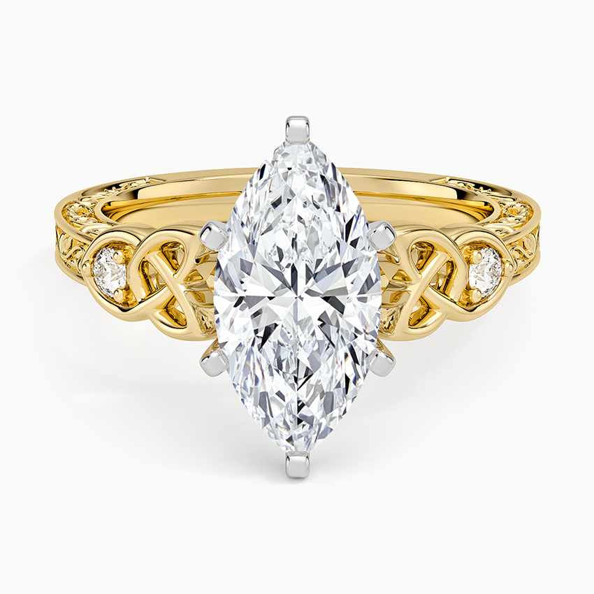 Aberdeen Celtic Diamond Ring - Marquise Cut Center Stone