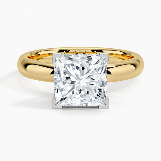 Comfort Fit 3mm Ring - Princess Cut Center Stone