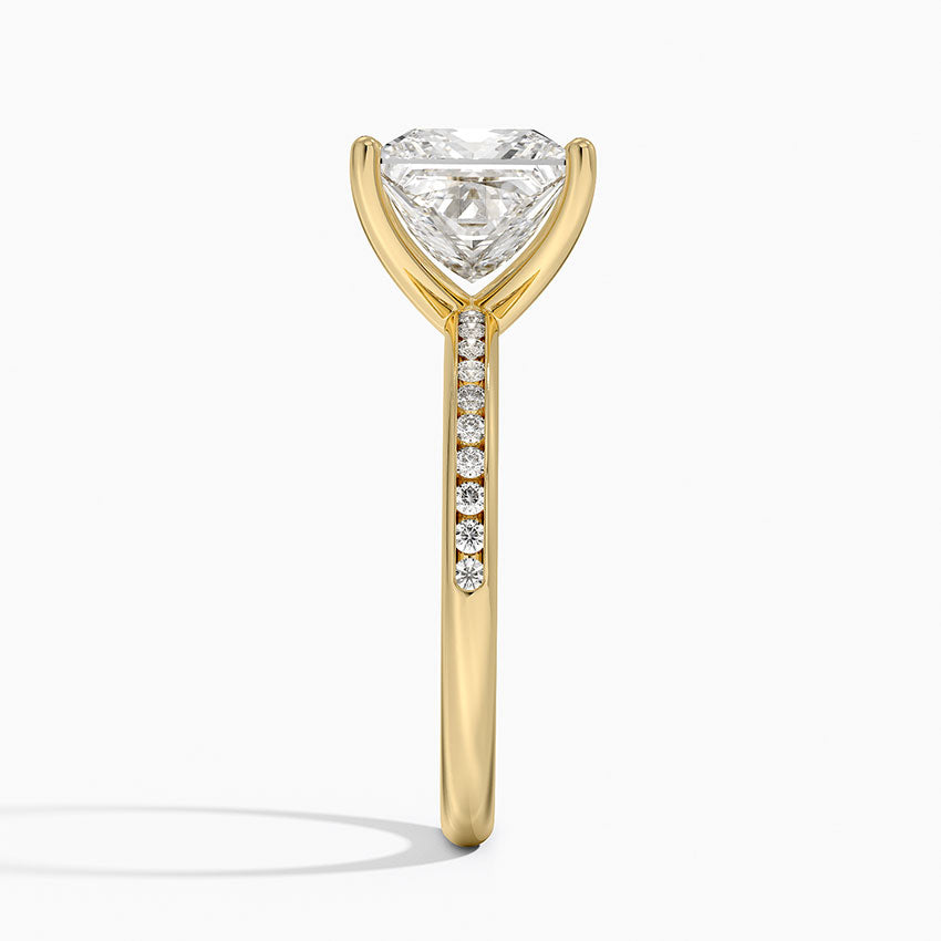 Tabitha Channel Set Diamond Ring - Princess Cut Center Stone