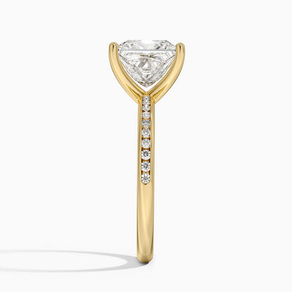 Tabitha Channel Set Diamond Ring - Princess Cut Center Stone