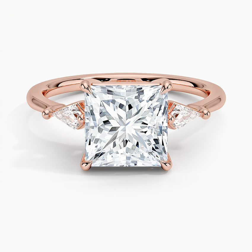 Cometa Three Stone Diamond Ring - Princess Cut Center Stone