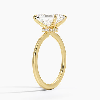 Petite Secret Halo Diamond Ring - Radiant Cut Center Stone