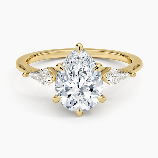 Luxe Cometa Three Stone Diamond Ring (1/3 ct. tw.) - Pear Center Stone