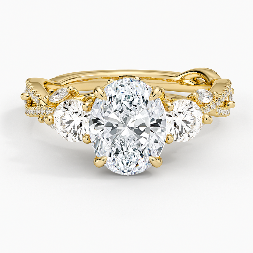 Luxe Secret Garden Three Stone Diamond Ring (1 ct. tw.) - Oval Center Stone
