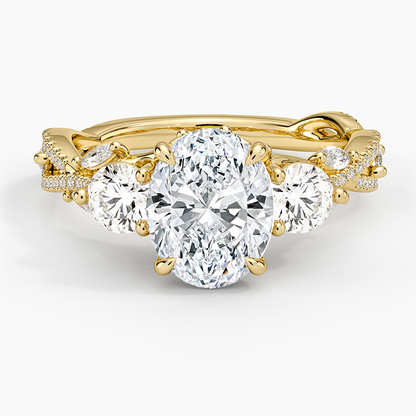Luxe Secret Garden Three Stone Diamond Ring (1 ct. tw.) - Oval Center Stone