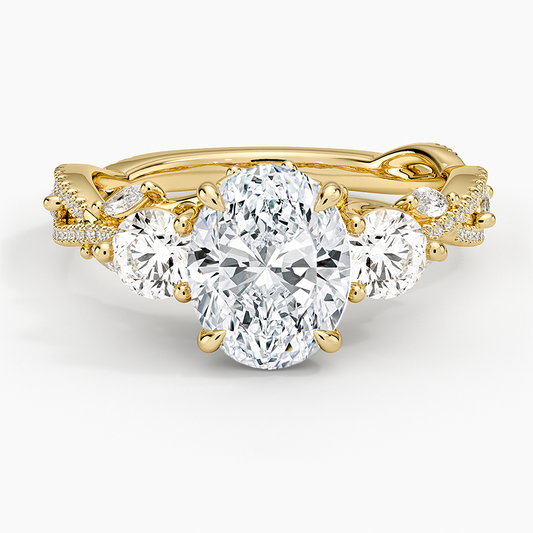 Luxe Secret Garden Three Stone Diamond Ring (1 ct. tw.) - Oval Center Stone