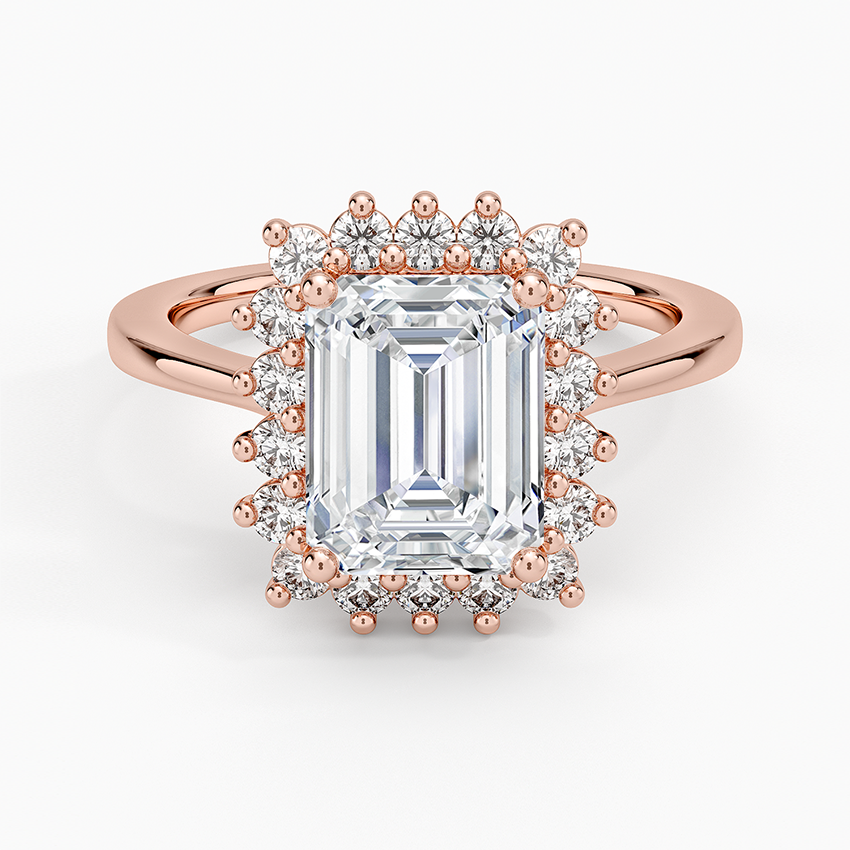 Sunburst Halo Diamond Ring (1/4 ct. tw.) - Emerald Cut Center Stone