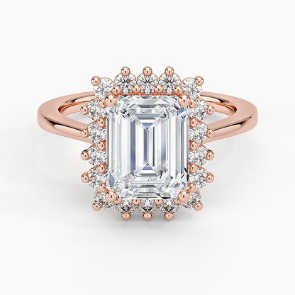 Sunburst Halo Diamond Ring (1/4 ct. tw.) - Emerald Cut Center Stone