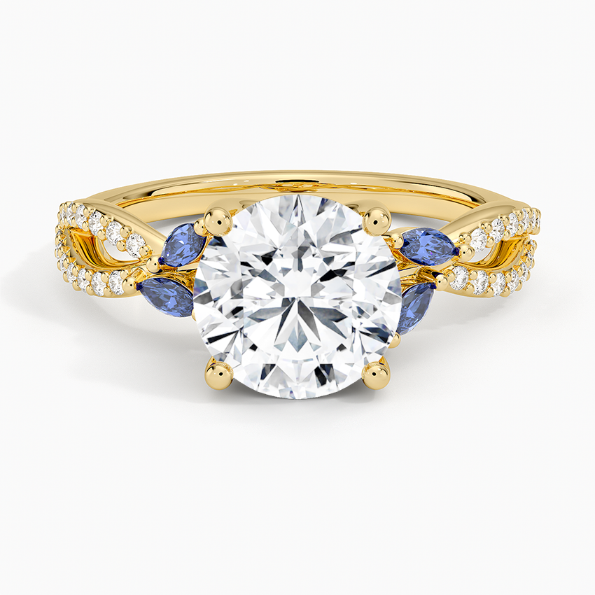 Luxe Willow Sapphire and Diamond Ring (1/8 ct. tw.) - Round Center Stone