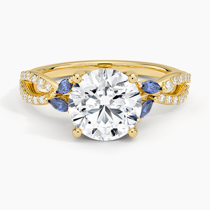Luxe Willow Sapphire and Diamond Ring (1/8 ct. tw.) - Round Center Stone