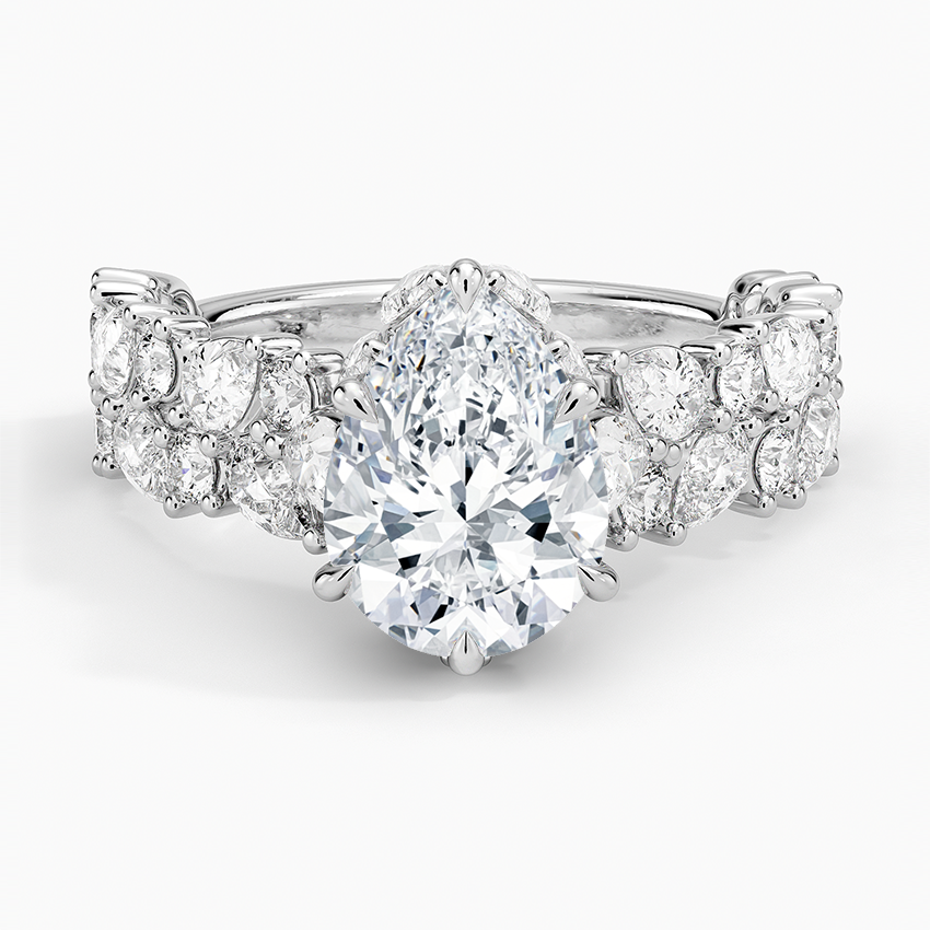 Olivetta Double Row Diamond Ring (2 1/2 ct. tw.) - Pear Center Stone