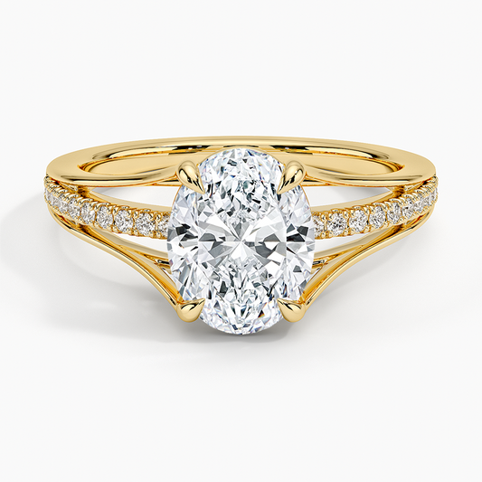 Tressa Split Shank Diamond Ring - Oval Cut Center Stone