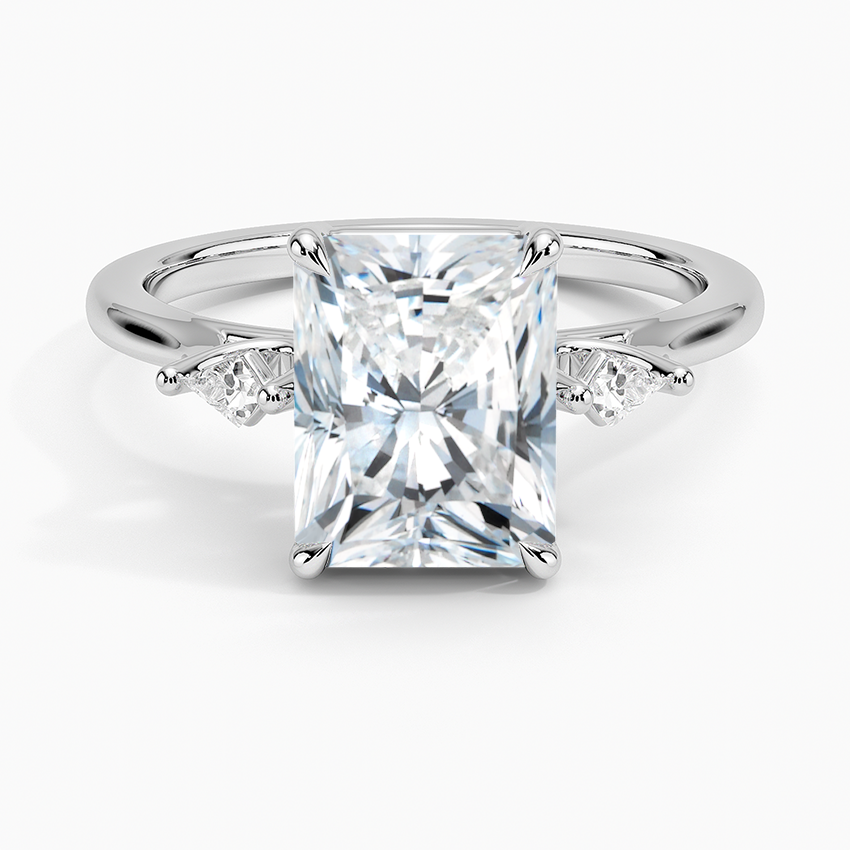 Petite Cometa Perfect Fit Three Stone Diamond Ring - Radiant Cut Center Stone