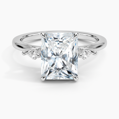 Petite Cometa Perfect Fit Three Stone Diamond Ring - Radiant Cut Center Stone