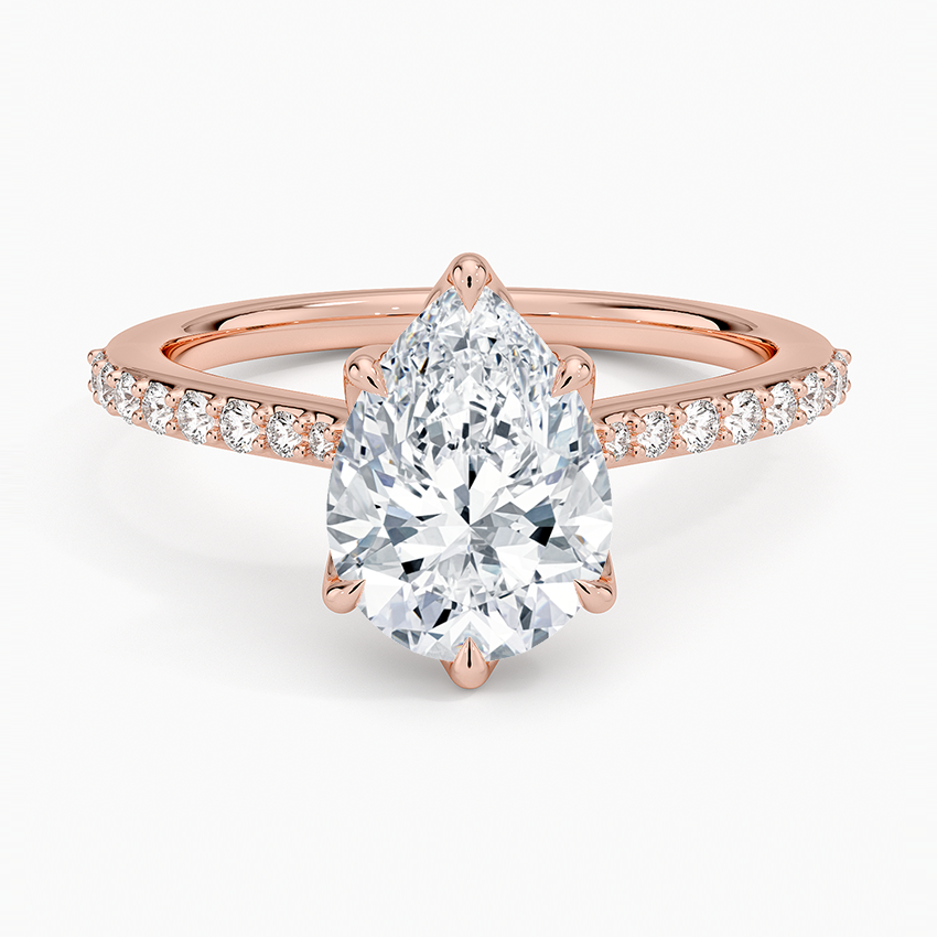 Elodie Cathedral Diamond Ring - Pear Center Stone
