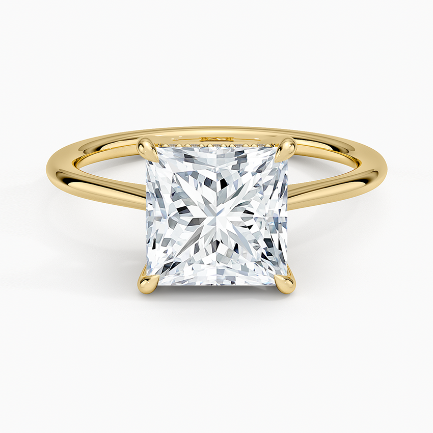 Elle Hidden Halo Diamond Ring - Princess Cut Center Stone