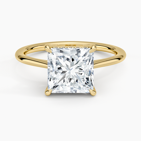 Elle Hidden Halo Diamond Ring - Princess Cut Center Stone