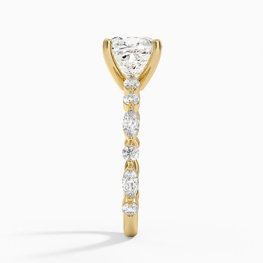 Versailles Three-Quarter Coverage Diamond Ring (1/2 ct. tw.) - Cushion Cut Center Stone