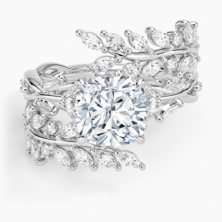 Secret Garden Wrap Diamond Ring - Cushion Cut Center Stone