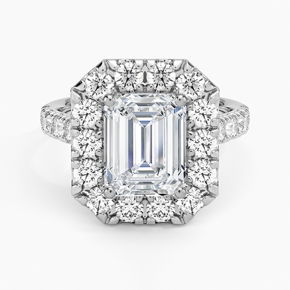 Adele Halo Diamond Ring - Emerald Cut Center Stone