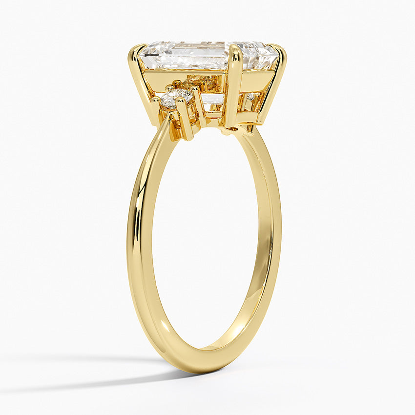 Petite Selene Three Stone Diamond Ring (1/10 ct. tw.) - Emerald Cut Center Stone