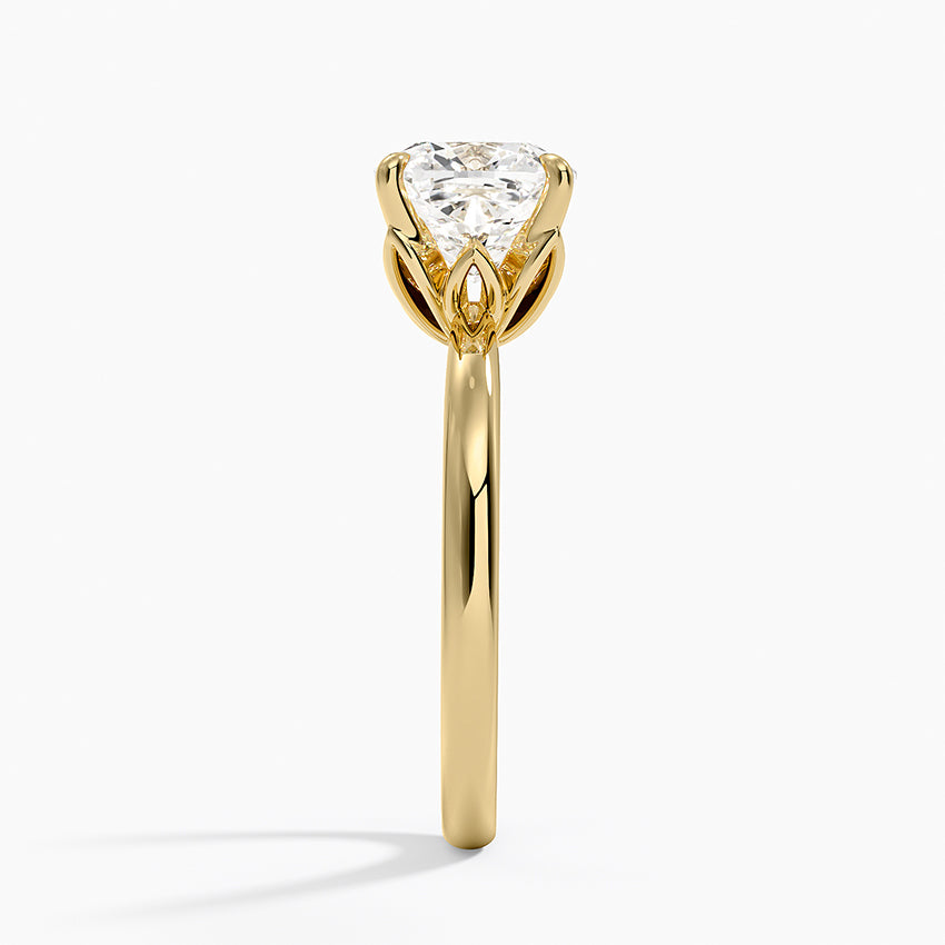 Petal 2mm Solitaire Ring - Cushion Cut Center Stone