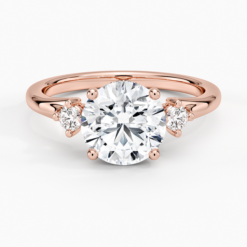 Floating Three Stone Diamond Ring - Round Center Stone