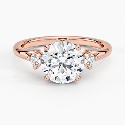 Floating Three Stone Diamond Ring - Round Center Stone
