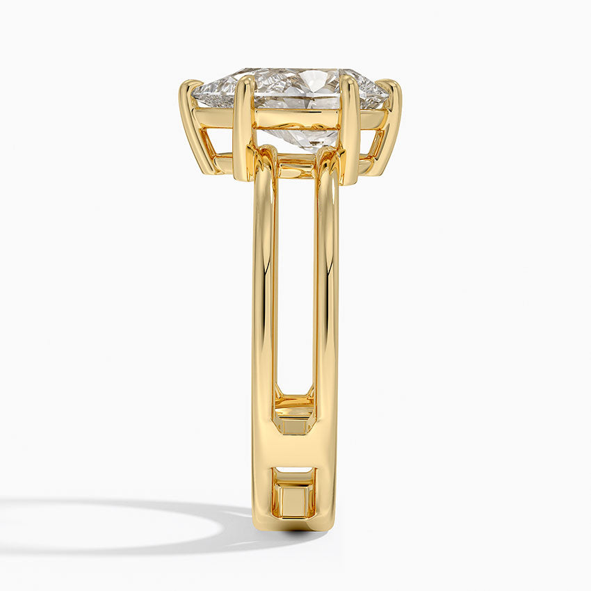 Aimee Open Double Band Solitaire Ring - Pear Center Stone