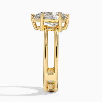 Aimee Open Double Band Solitaire Ring - Pear Center Stone