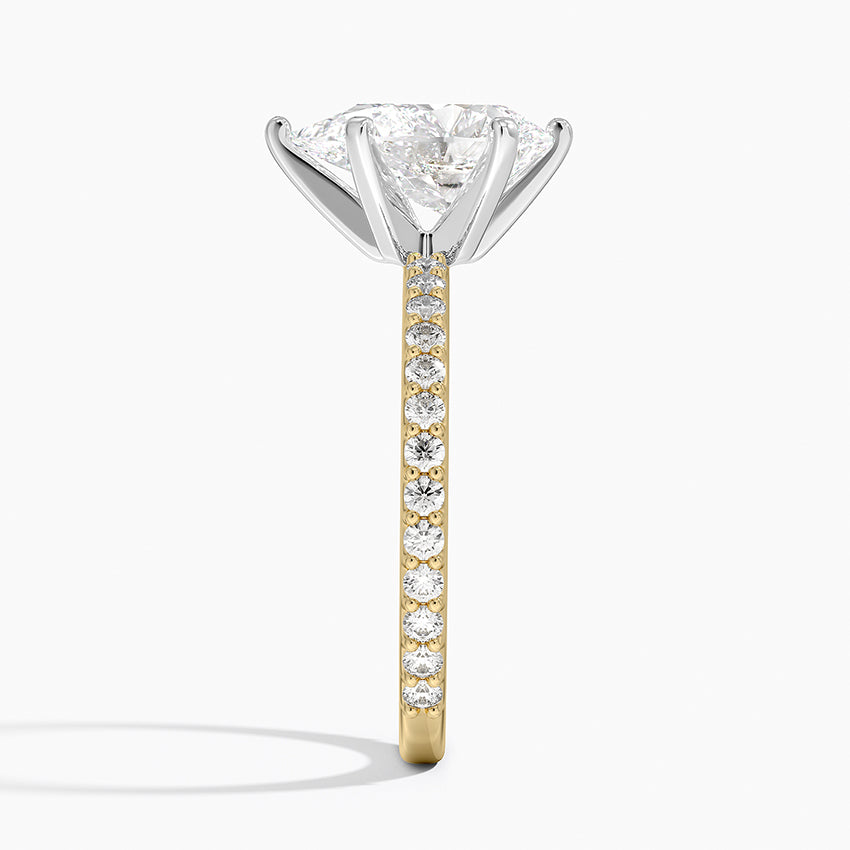 Petite Shared Prong Three-Quarter Coverage Diamond Ring (1/3 ct. tw.) - Pear Center Stone