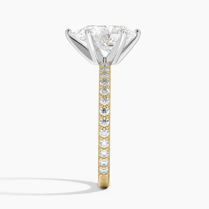 Petite Shared Prong Three-Quarter Coverage Diamond Ring (1/3 ct. tw.) - Pear Center Stone