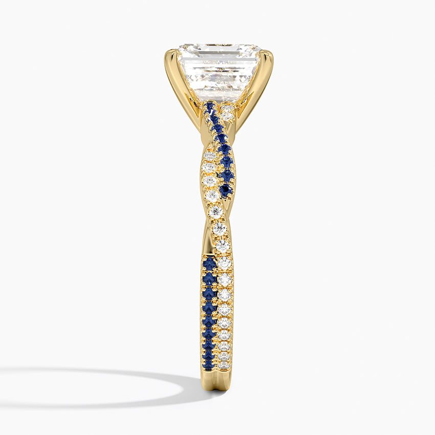 Petite Luxe Twisted Vine Sapphire and Diamond Ring (1/8 ct. tw.) - Asscher Cut Center Stone