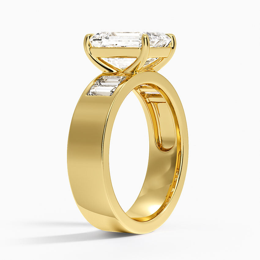 Peyton 5mm Channel-Set Diamond Ring - Emerald Cut Center Stone