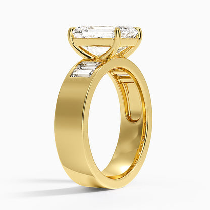 Peyton 5mm Channel-Set Diamond Ring - Emerald Cut Center Stone