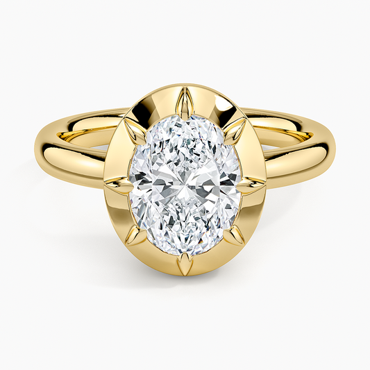 Harper Bezel Prong Solitaire Ring - Oval Center Stone
