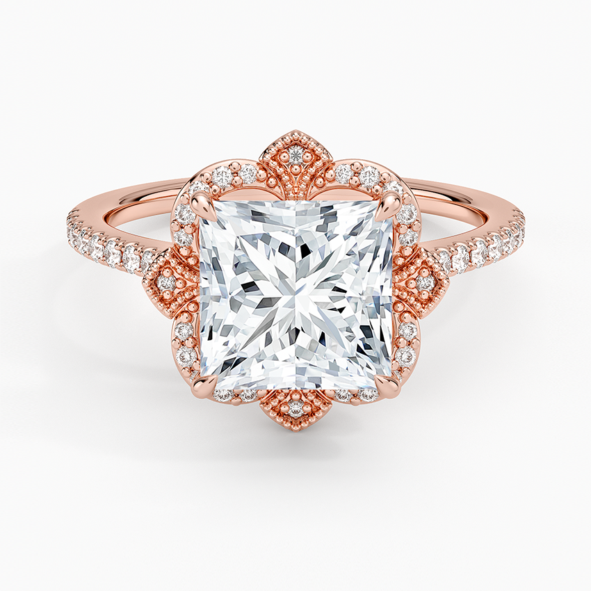 Reina Halo Diamond Ring - Princess Cut Center Stone