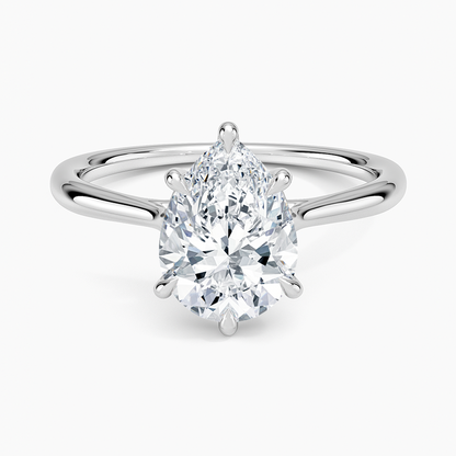 Freesia Cathedral Solitaire Ring - Pear Center Stone