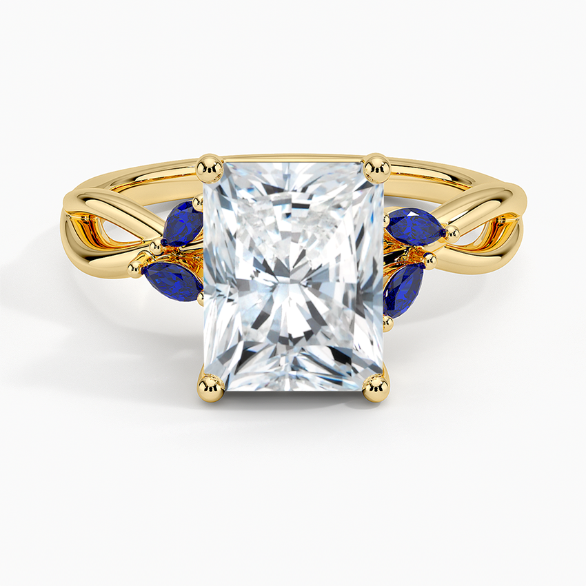 Willow Ring With Sapphire Accents - Radiant Cut Center Stone