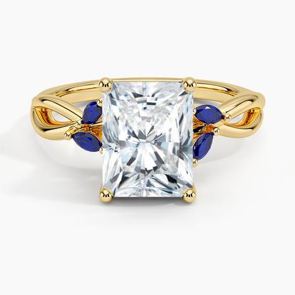 Willow Ring With Sapphire Accents - Radiant Cut Center Stone