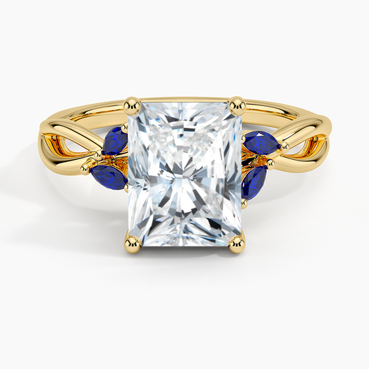 Willow Ring With Sapphire Accents - Radiant Cut Center Stone