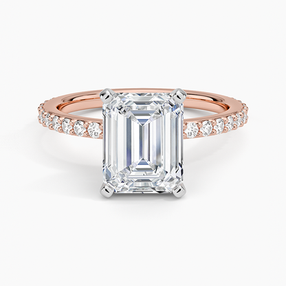 Petite Shared Prong Three-Quarter Coverage Diamond Ring (1/3 ct. tw.) - Emerald Cut Center Stone